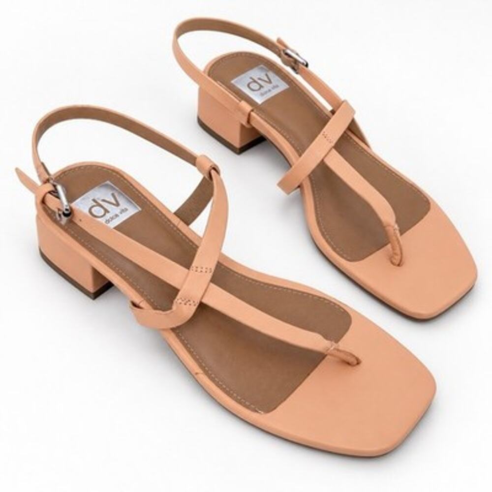 Dolce Vita Nala Leather Ankle Strap Dress Sandals Block Heel Coral Size 9